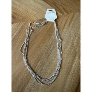 NWT Multi-Chain Unmarked Skinny Silver Tone Necklaces
